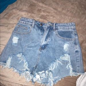 distressed denim shorts